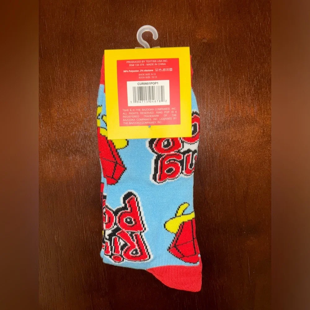 RING POP NOVELTY CREW SOCKS NWT MEN’S SHOE SIZE 6-13